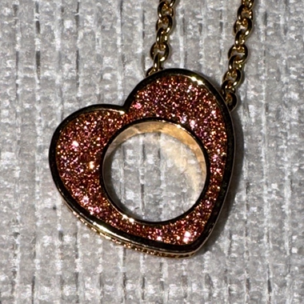 KURT GEIGER Gold Heart Necklace with rhinestones